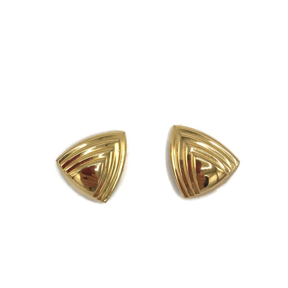 Vintage Christian Dior Triangle Gold Clip Earrings - Picture 4 of 9